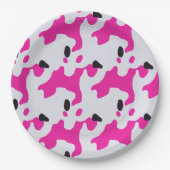 Roze en Zwarte Koe Print Pattern Papieren Bordje (Voorkant)