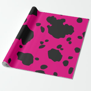 Roze en zwarte Koe vlekken Animal Print Cadeaupapier