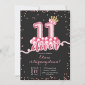 Roze en zwarte Kroonballon Elthday Kaart (Voorkant)