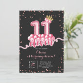 Roze en zwarte Kroonballon Elthday Kaart (Staand voorkant)