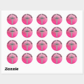 Roze en zwarte kruisvaarders ronde sticker (Vel)