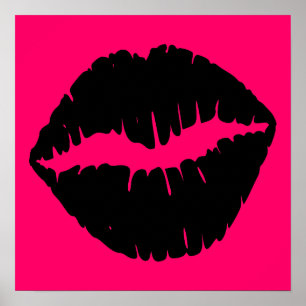 Roze en Zwarte Kus Poster