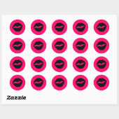 Roze en Zwarte Kus Ronde Sticker (Vel)