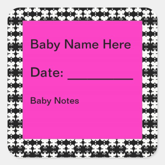 Roze en zwarte labels voor kinderopvang (Voorkant)