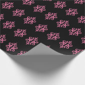 Roze en zwarte lace-patroonpapier cadeaupapier (Hoek)