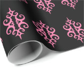 Roze en zwarte lace-patroonpapier cadeaupapier (Rol Hoek)