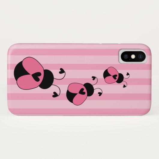 Roze en zwarte ladybug Striped Patroon Case-Mate iPhone Case (Achterkant (horizontaal))
