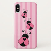 Roze en zwarte ladybug Striped Patroon Case-Mate iPhone Case (Achterkant)