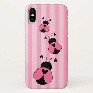Roze en zwarte ladybug Striped Patroon iPhone X Hoesje