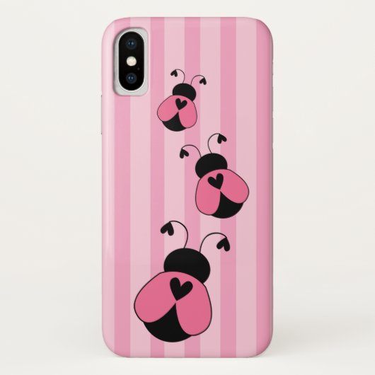 Roze en zwarte ladybug Striped Patroon Case-Mate iPhone Case (Achterkant)