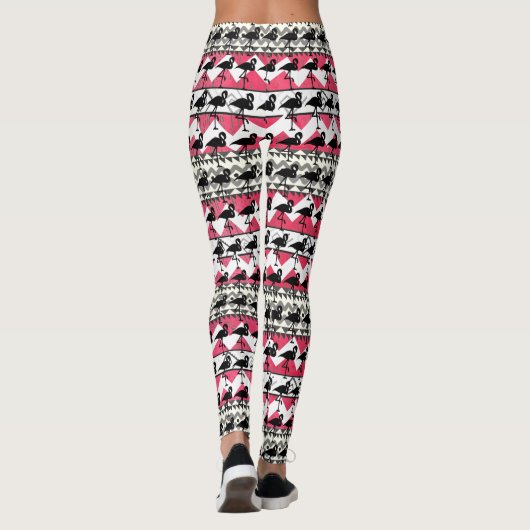 Roze en zwarte Leggings van het Patroon Aztec (Achterkant)