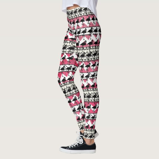 Roze en zwarte Leggings van het Patroon Aztec (Links)