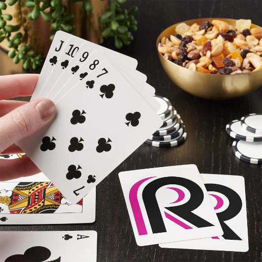 Roze en Zwarte Letter R Pokerkaarten