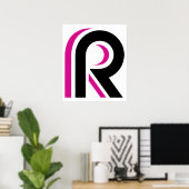Roze en zwarte letter R Poster (Thuiskantoor)