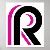 Roze en zwarte letter R Poster (Voorkant)