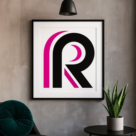 Roze en zwarte letter R Poster