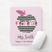 Roze en zwarte liefdesleraar Life Mousepad Muismat (Met muis)