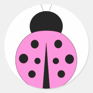 Roze en zwarte lieveheersbeestje ronde sticker