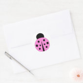 Roze en zwarte lieveheersbeestje ronde sticker (Envelop)