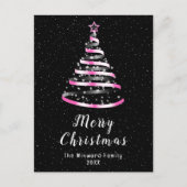 Roze en zwarte lint — Merry kerst Feestdagenkaart (Voorkant)