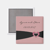 Roze en Zwarte Lint Save the Date Magneet (Voorkant / Achterkant)