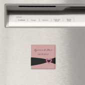 Roze en Zwarte Lint Save the Date Magneet (Insitu (Vaatwasser))