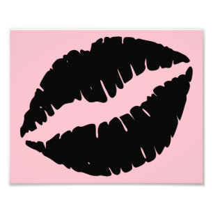 Roze en Zwarte Lippen Foto Afdruk