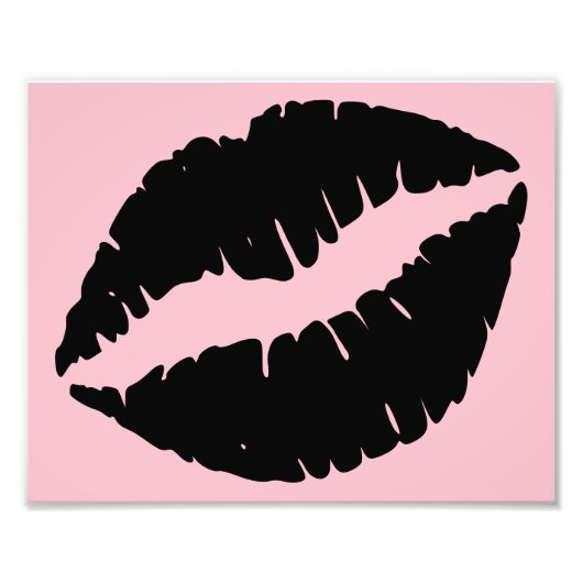Roze en Zwarte Lippen Foto Afdruk (Voorkant)
