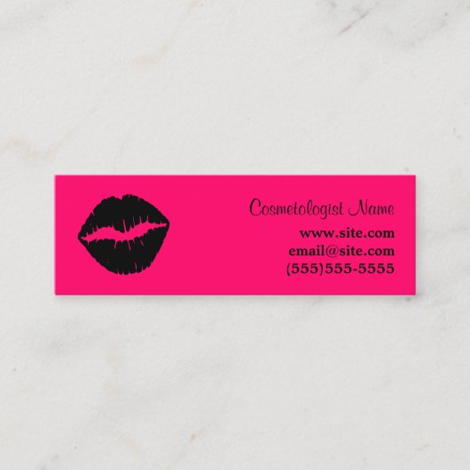 Roze en zwarte lippenstift mini visitekaartje (Voorkant)
