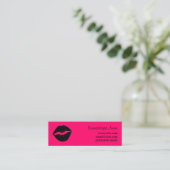 Roze en zwarte lippenstift mini visitekaartje (Staand voorkant)