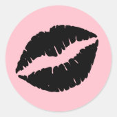 Roze en zwarte Lips Ronde Sticker (Voorkant)