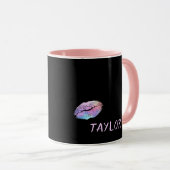 Roze en zwarte lipstick afdrukken mok (Voorkant rechts)