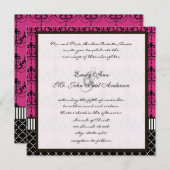 Roze en zwarte luchters uitnodigen voor bruiloft kaart (Voorkant / Achterkant)