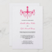 Roze en zwarte Luchters Uitnodiging (Voorkant / Achterkant)