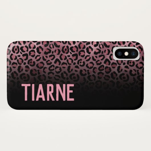 Roze en zwarte luipaard Afdrukken Aangepaste naam Case-Mate iPhone Case (Achterkant (horizontaal))