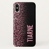 Roze en zwarte luipaard Afdrukken Aangepaste naam Case-Mate iPhone Case (Achterkant)