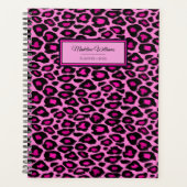 Roze en zwarte luipaard afdrukken | Gepersonalisee Planner (Voorkant)