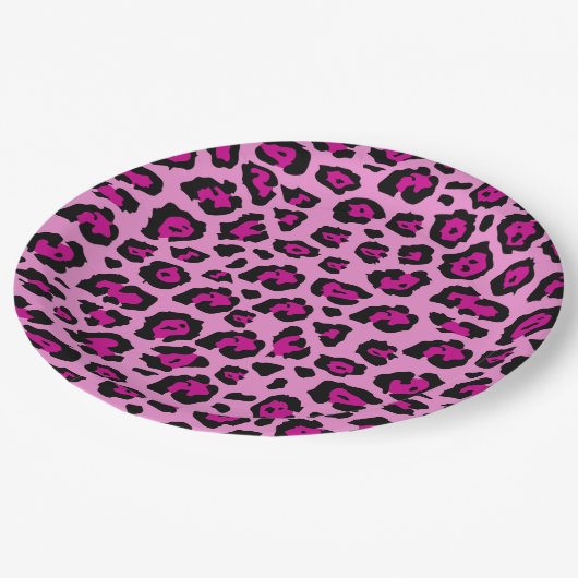 Roze en zwarte luipaard afdrukken papieren bordje (Gekanteld)