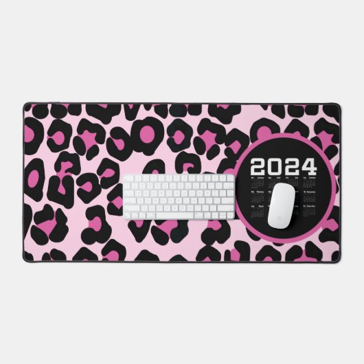 Roze en zwarte luipaard afdrukpatroon bureaumat (Keyboard & Muis)