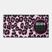 Roze en zwarte luipaard afdrukpatroon bureaumat (Voorkant)