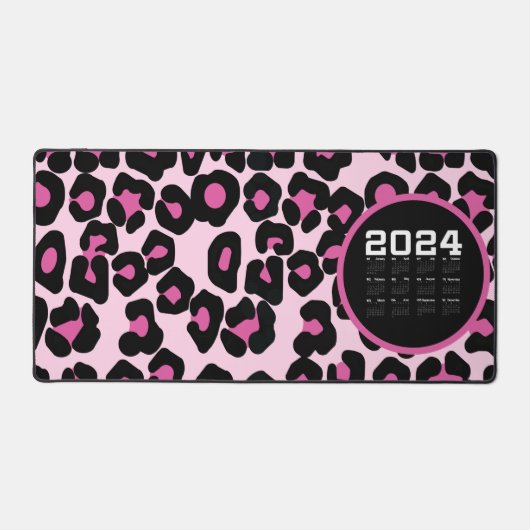Roze en zwarte luipaard afdrukpatroon bureaumat (Voorkant)