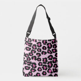 Roze en zwarte luipaard afdrukpatroon crossbody tas