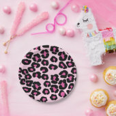 Roze en zwarte luipaard afdrukpatroon papieren bordje (Feest)