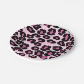 Roze en zwarte luipaard afdrukpatroon papieren bordje (Gekanteld)