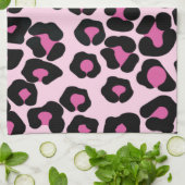 Roze en zwarte luipaard afdrukpatroon theedoek (Gevouwen)