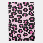 Roze en zwarte luipaard afdrukpatroon theedoek (Verticaal)