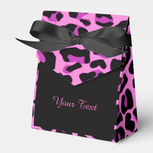 Roze en zwarte luipaard bedankdoosjes (Voorkant Zijde)