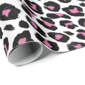 roze en zwarte luipaard cadeaupapier (Rol Hoek)