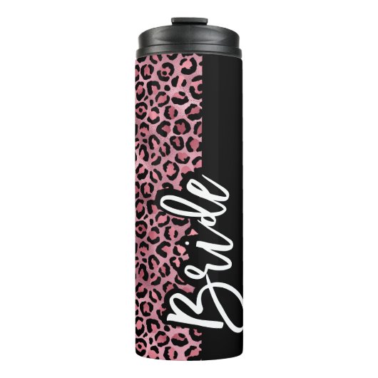 Roze en zwarte luipaard drukbride Bachelorette Thermosbeker (Voorkant)