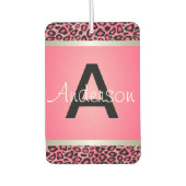  roze en zwarte luipaard | Monogram Luchtverfrisser (Voorkant)
